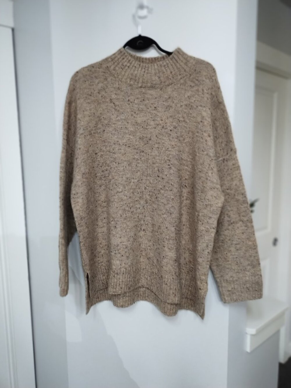 Wool blend, oversized mock neck sweater